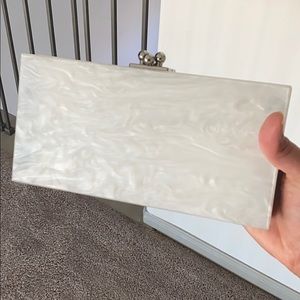 NEW, chic, modern BHLDN clutch! Pearl white!